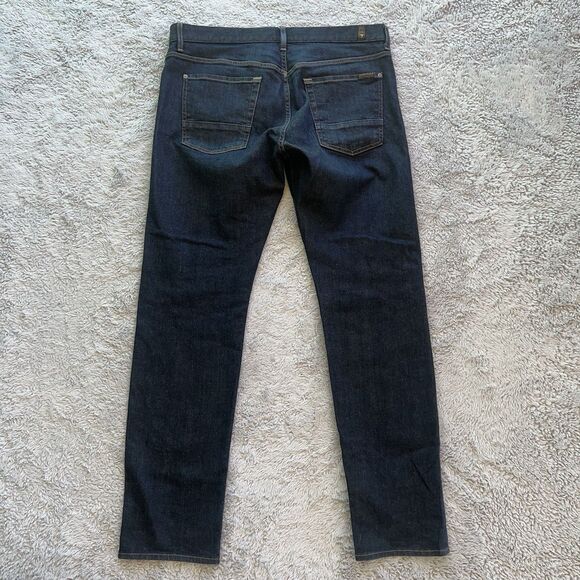 7 For All Mankind Men’s Slimmy Selvedge Denim Jeans Indigo Dark Blue 36X33 - Picture 8 of 9